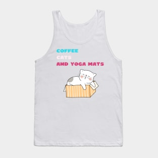 Coffee cats and yoga mats funny yoga and cat drawing Tank Top